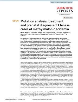 Mutation Analysis, Treatment and Prenatal Diagnosis of Chinese