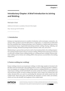A Brief Introduction to Joining and Welding