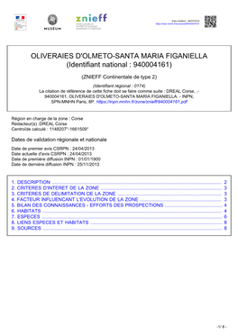 OLIVERAIES D'olmeto-SANTA MARIA FIGANIELLA (Identifiant National : 940004161)