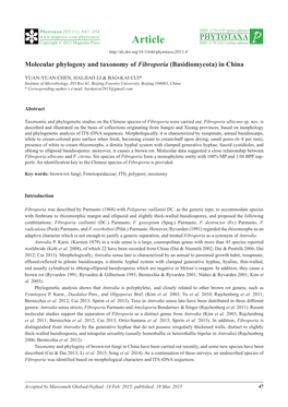Molecular Phylogeny and Taxonomy of Fibroporia (Basidiomycota) in China