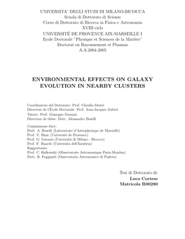 Environmental Effects on Galaxy Evolution in Nearby Clusters