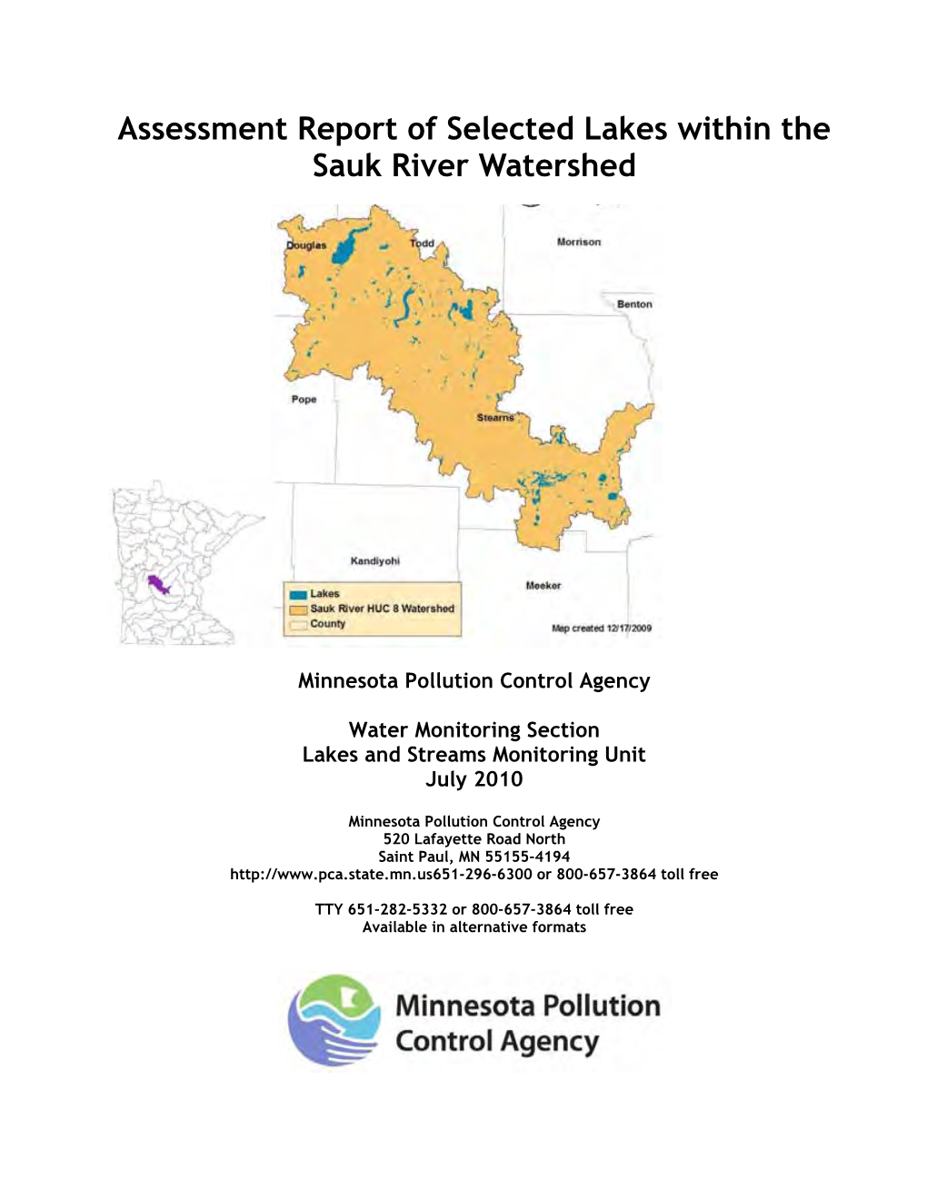 Assessment Report of Selected Lakes Within the Sauk River Watershed
