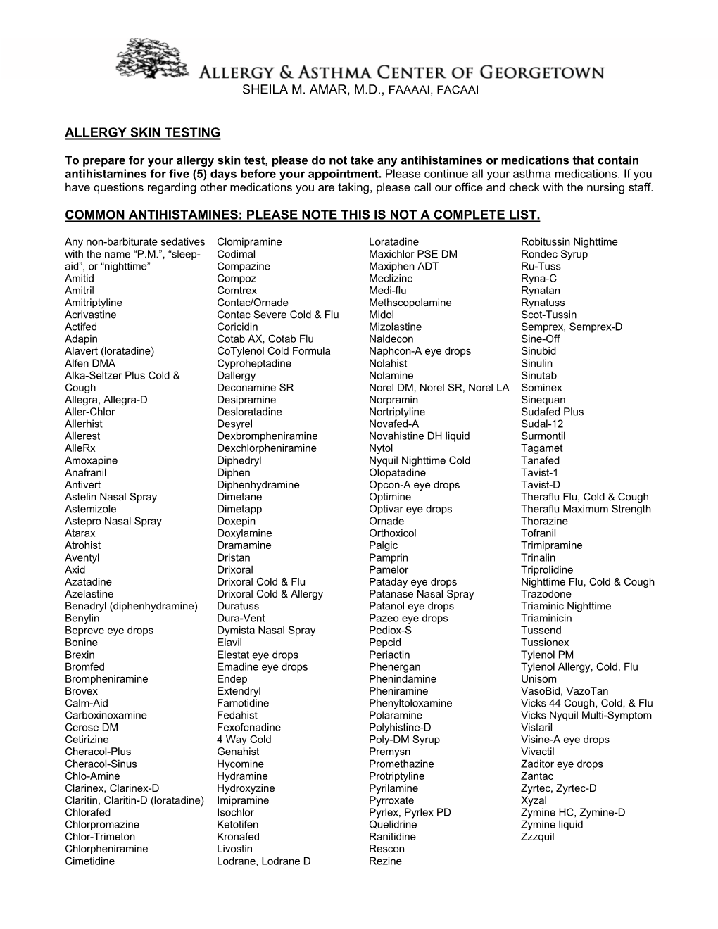 Allergy Skin Test Information