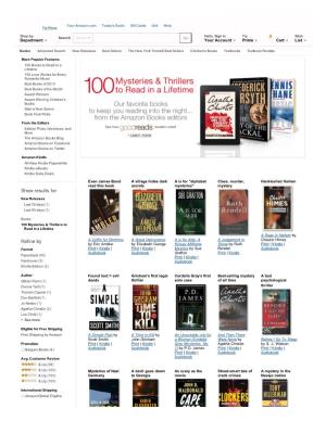 Amazon.Com: 100 Mysteries & Thrillers to Read in a Lifetime: Books