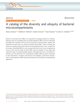 A Catalog of the Diversity and Ubiquity of Bacterial Microcompartments ✉ Markus Sutter 1,2, Matthew R