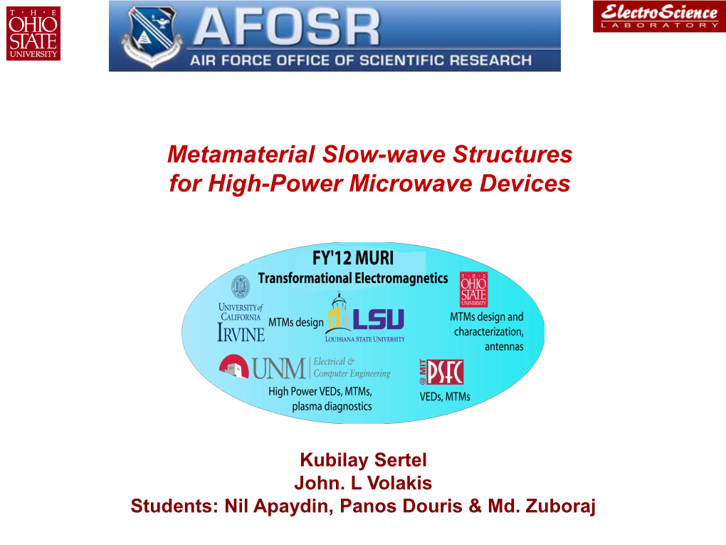 Cerenkov Maser: Dielectric Lined Cylindrical Waveguide Slow-Wave Structure X Z Electron Gun Dielectric Liner RF Signal, Νp Εr Collector E- E- E- E- Y