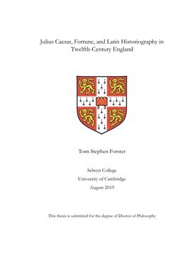 Julius Caesar, Fortune, and Latin Historiography in Twelfth-Century England