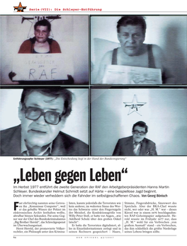 „Leben Gegen Leben“ Im Herbst 1977 Entführt Die Zweite Generation Der RAF Den Arbeitgeberpräsidenten Hanns Martin Schleyer