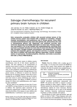 Salvage Chemotherapy for Recurrent Primary Brain Tumors in Children