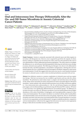And Off-Tumor Microbiota in Anemic Colorectal Cancer Patients