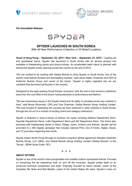 SPYDER LAUNCHES in SOUTH KOREA with All New Performance Collection in 25 Retail Locations