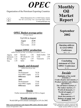 September 2002 Kindly Mention OPEC As Source