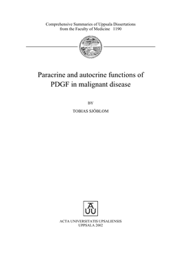 Paracrine and Autocrine Functions of PDGF in Malignant Disease