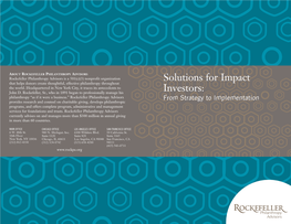 Solutions for Impact Investors: from Strategy to Implementation Is Impact Investing