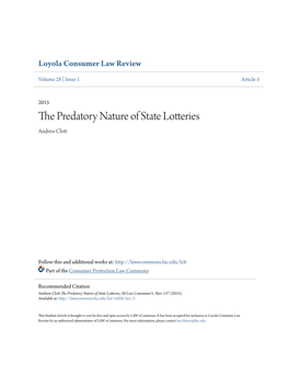 The Predatory Nature of State Lotteries, 28 Loy