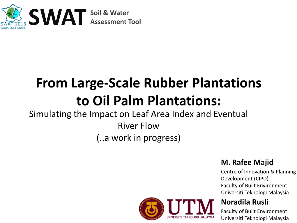 Palm Plantations: Simulating the Impact on Leaf Area Index and Eventual River Flow (..A Work in Progress)