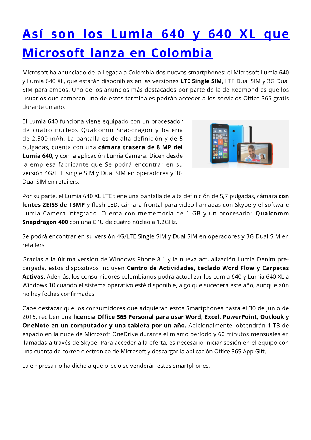 Así Son Los Lumia 640 Y 640 XL Que Microsoft Lanza En Colombia