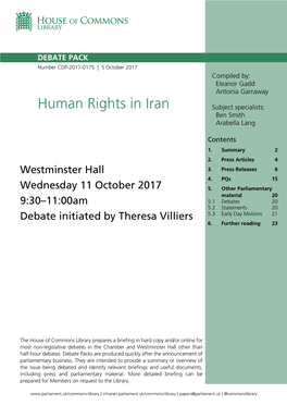 Human Rights in Iran Subject Specialists: Ben Smith Arabella Lang