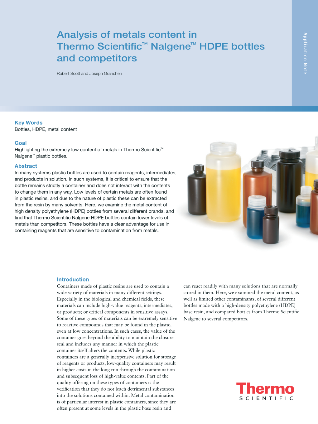 Analysis of Metals Content in Thermo Scientific™ Nalgene™ HDPE