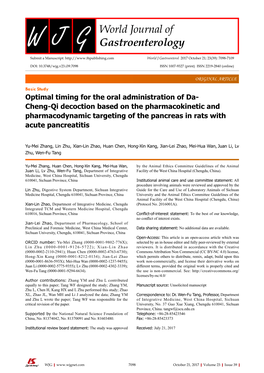 Optimal Timing for the Oral Administration of Da- Cheng-Qi