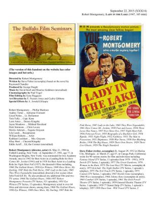 XXXI:4) Robert Montgomery, LADY in the LAKE (1947, 105 Min)
