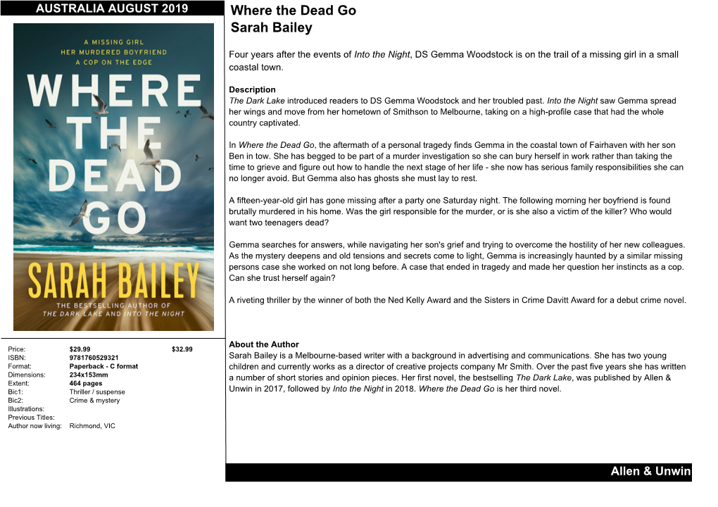 Where the Dead Go Sarah Bailey