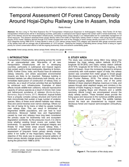 Temporal Assessment of Forest Canopy Density Around Hojai-Diphu Railway Line in Assam, India