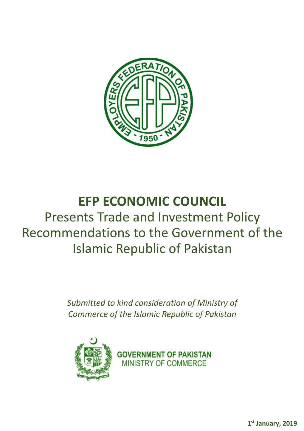 EFP Economic Council Policy Recommendations to the PTI-Led