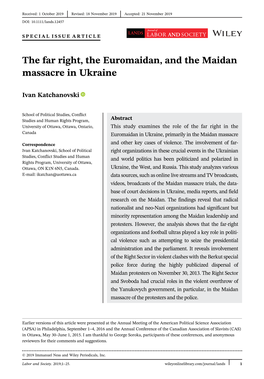 The Far Right, the Euromaidan, and the Maidan Massacre in Ukraine