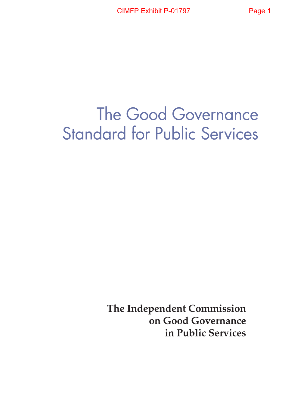 Good Governance Standard for Public Services