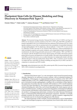 Pluripotent Stem Cells for Disease Modeling and Drug Discovery in Niemann-Pick Type C1