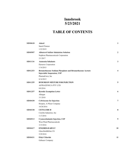 Innsbrook 5/23/2021 TABLE of CONTENTS