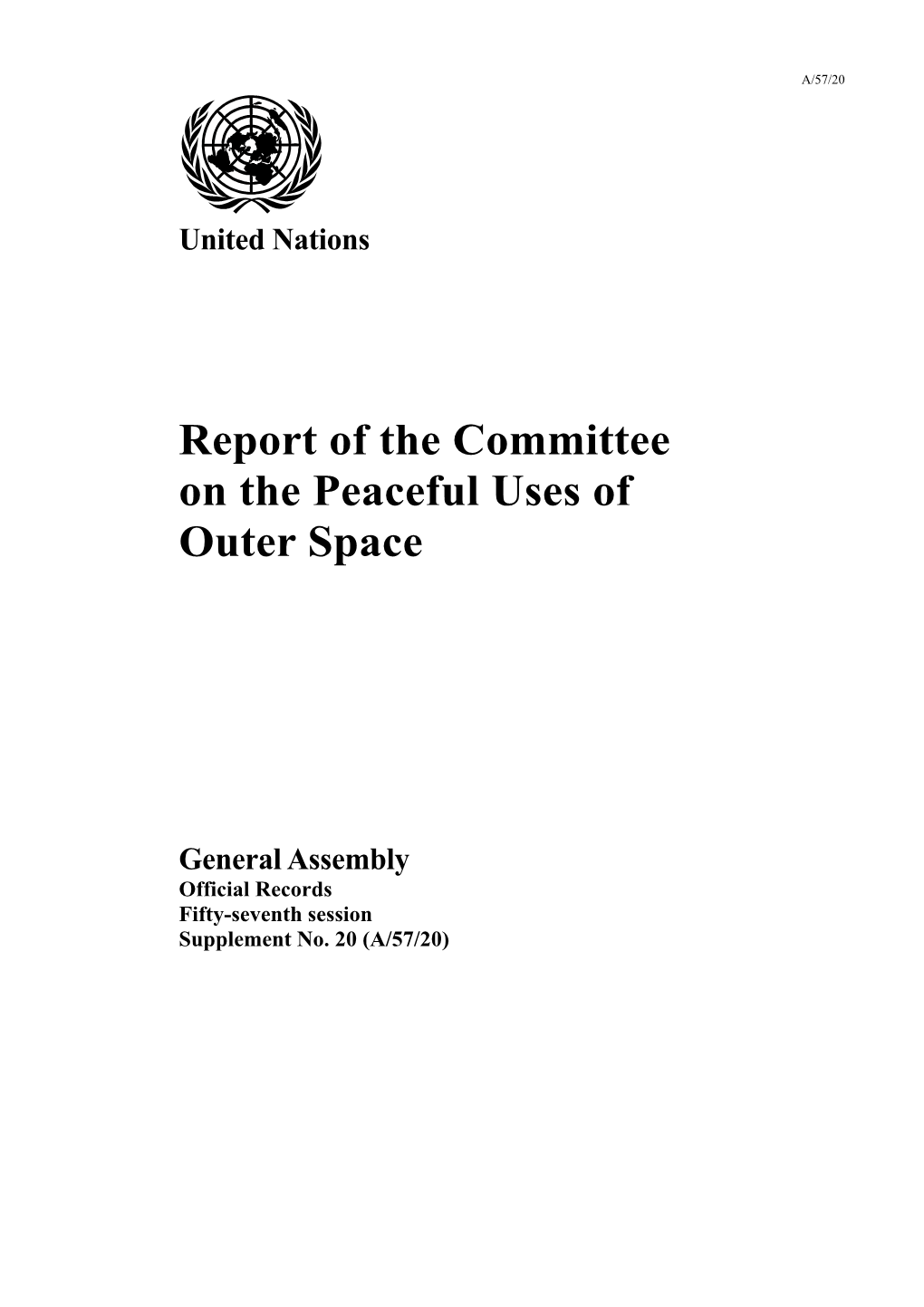 Report of the Committee on the Peaceful Uses of Outer Space