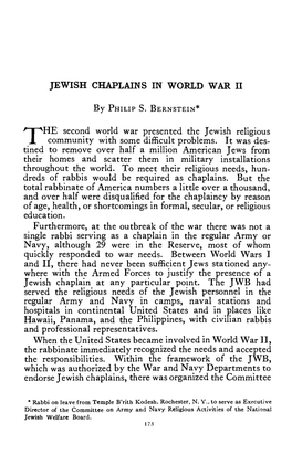 THE Second World War Presented the Jewish Religious Community With