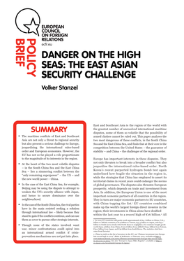 DANGER on the HIGH SEAS: the EAST ASIAN SECURITY CHALLENGE to Individualsorinstitutions