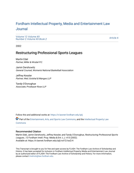 Restructuring Professional Sports Leagues