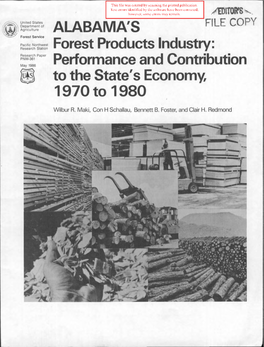 Forest Products Industry: Performance and Contribution to the State's Economy, 1970 to 1980