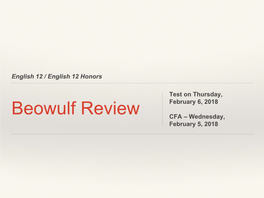 Beowulf Review CFA – Wednesday, February 5, 2018 the Wrath of Grendel