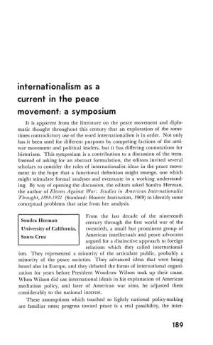 Internationalism As a Current in the Peace Movement