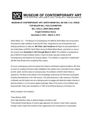 Museum of Contemporary Art, North Miami Will Be Only U.S