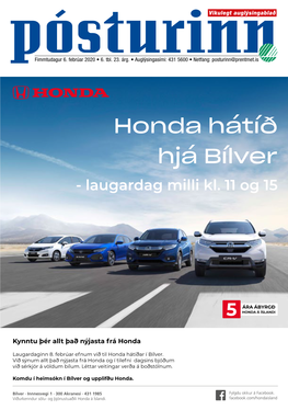 Honda Hátíð Hjá Bílver - Laugardag Milli Kl