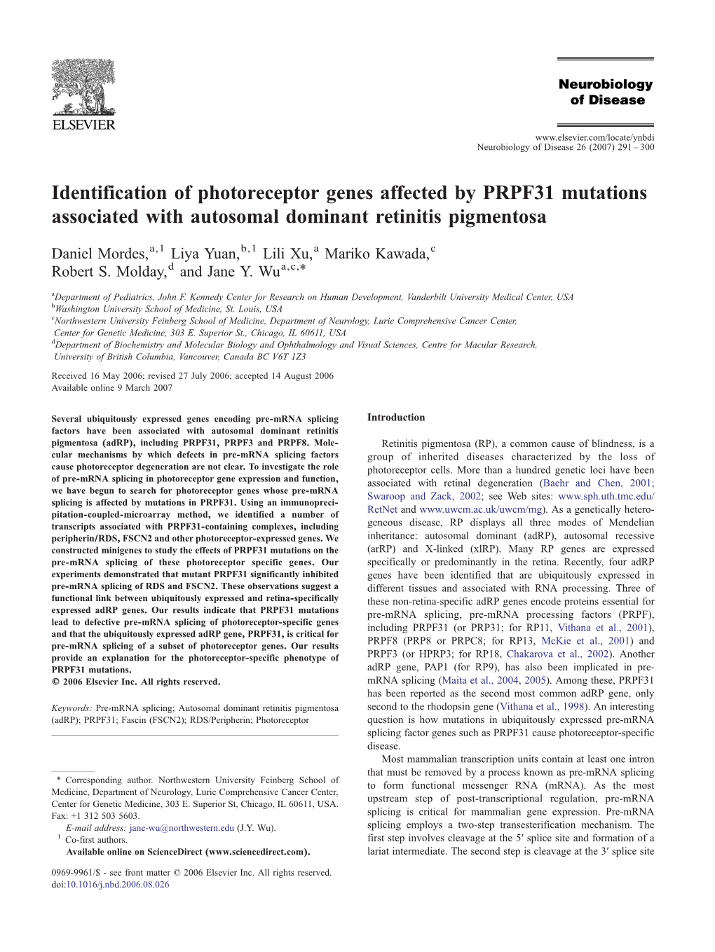 Identification of Photoreceptor Genes Affected by PRPF31 Mutations Associated with Autosomal Dominant Retinitis Pigmentosa
