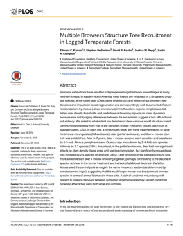 Multiple Browsers Structure Tree Recruitment in Logged Temperate Forests