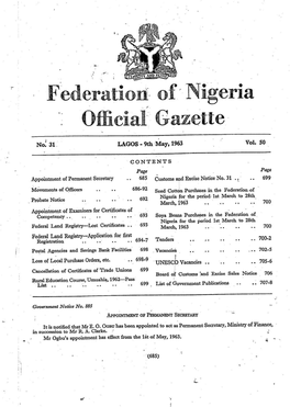 No. 31. LAGOS- 9Th May, 1963 Vol