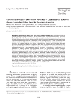Community Structure of Helminth Parasites of Leptodactylus Bufonius