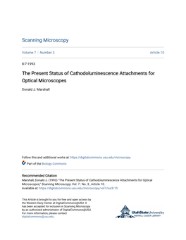 The Present Status of Cathodoluminescence Attachments for Optical Microscopes