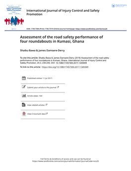 Assessment of the Road Safety Performance of Four Roundabouts in Kumasi, Ghana