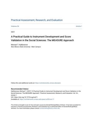 A Practical Guide to Instrument Development and Score Validation in the Social Sciences: the MEASURE Approach