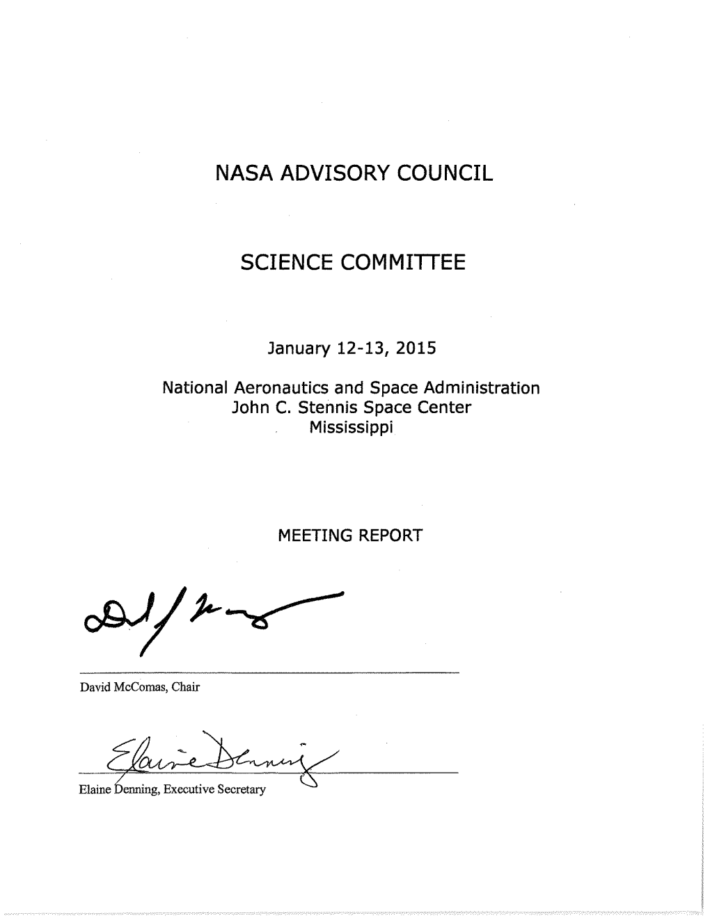 Final Minutes NAC Science Committee January 12-13, 2015