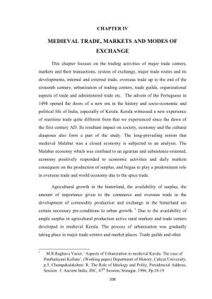 Medieval Trade, Markets and Modes of Exchange